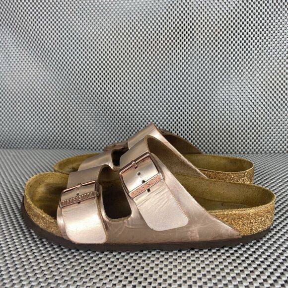 Birkenstock Arizona Sandals 37 L6 M4 Metallic Copper Buckle Made In Germany - Picture 3 of 15